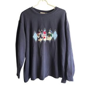 Vntg Ugly Christmas Sweater Party Sweatshirt Womens 2XL Blue Snowmen Snowman